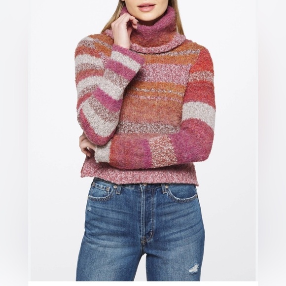 Free People My Girl Turtleneck Sunburst Combo Top Sweater Size Medium - Picture 4 of 14